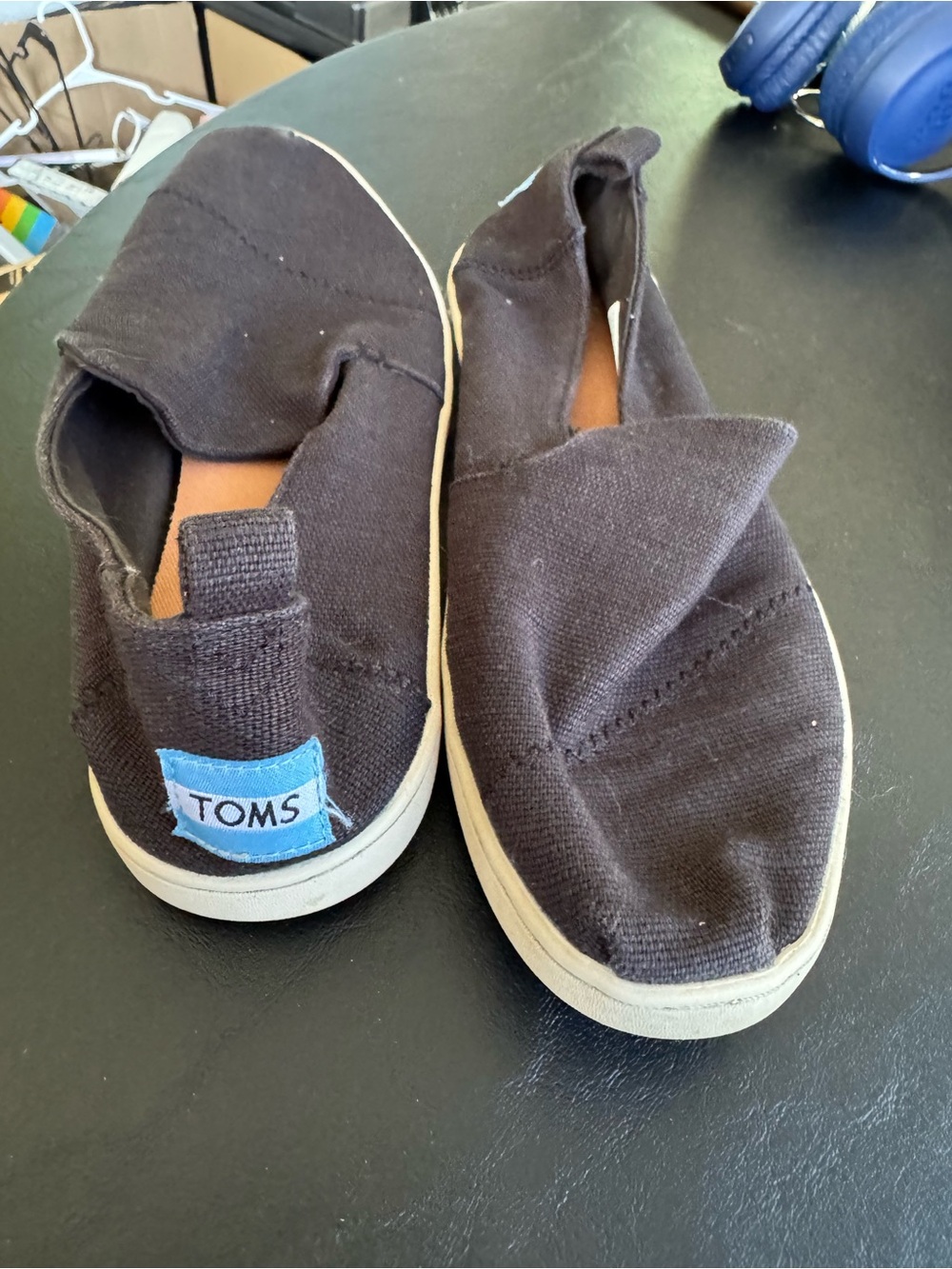 TOMS Canvas Slip-On in Black with Cream Sole